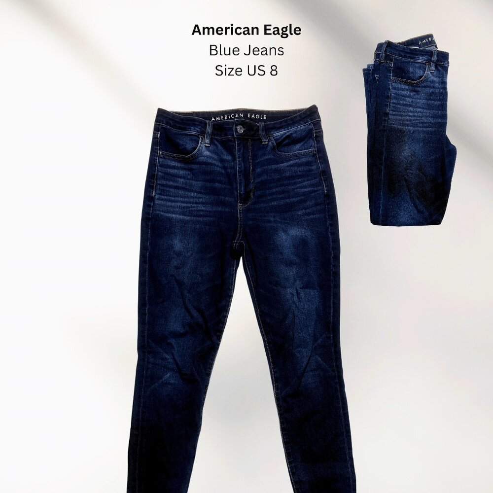 American Eagle Dark Wash Skinny Jeans Size 8 - High Rise Denim